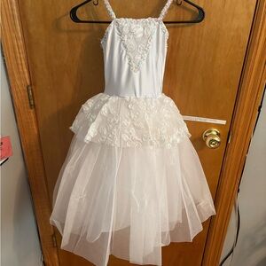 White Floral Kids Ballet Costume